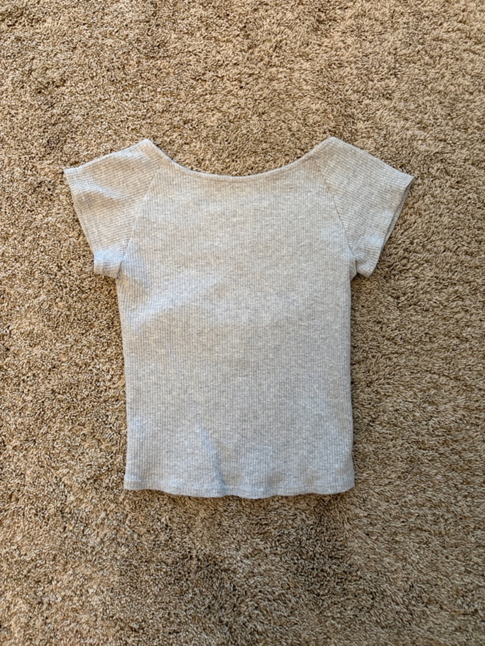 Aerie Grey Ribbed Backless Short Sleeve Top